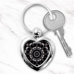 Abstract Digital Art Artwork Black White Key Chain (heart) by Pakrebo