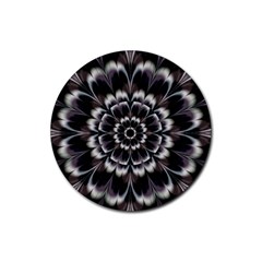 Abstract Digital Art Artwork Black White Rubber Round Coaster (4 pack) 