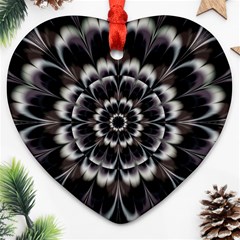 Abstract Digital Art Artwork Black White Heart Ornament (Two Sides)