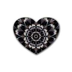 Abstract Digital Art Artwork Black White Rubber Coaster (Heart) 