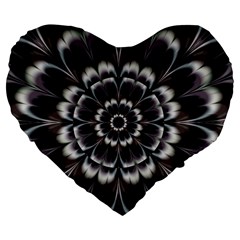 Abstract Digital Art Artwork Black White Large 19  Premium Heart Shape Cushions by Pakrebo