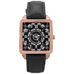 Abstract Digital Art Artwork Black White Rose Gold Leather Watch  Front