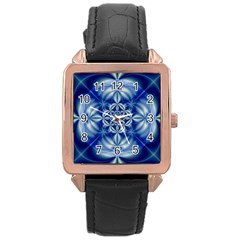 Abstract Art Artwork Fractal Design Rose Gold Leather Watch  by Pakrebo