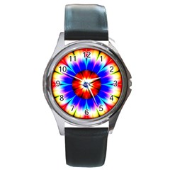 Abstract Digital Art Artwork Colorful Round Metal Watch