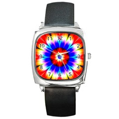 Abstract Digital Art Artwork Colorful Square Metal Watch