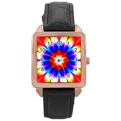 Abstract Digital Art Artwork Colorful Rose Gold Leather Watch 