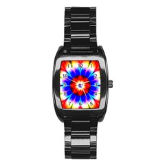 Abstract Digital Art Artwork Colorful Stainless Steel Barrel Watch