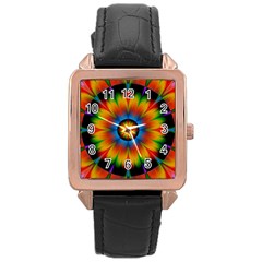 Abstract Digital Art Artwork Rose Gold Leather Watch  by Pakrebo