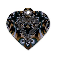 Fractal Art Artwork Design  Art Dog Tag Heart (two Sides)