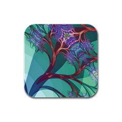 Art Fractal Artwork Creative Rubber Square Coaster (4 Pack)  by Pakrebo