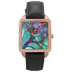 Art Fractal Artwork Creative Rose Gold Leather Watch  by Pakrebo