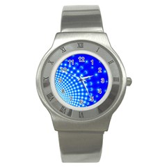 Digital Arts Fractals Futuristic Blue Stainless Steel Watch by Pakrebo