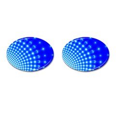 Digital Arts Fractals Futuristic Blue Cufflinks (oval) by Pakrebo