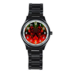 Digital Arts Fractals Futuristic Colorful Stainless Steel Round Watch by Pakrebo