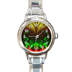 Digital Arts Fractals Futuristic Art Round Italian Charm Watch