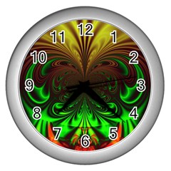 Digital Arts Fractals Futuristic Art Wall Clock (silver) by Pakrebo