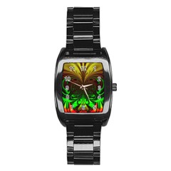 Digital Arts Fractals Futuristic Art Stainless Steel Barrel Watch by Pakrebo