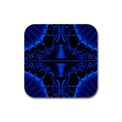 Art Fractal Artwork Creative Blue Black Rubber Square Coaster (4 Pack)  by Pakrebo