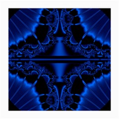 Art Fractal Artwork Creative Blue Black Medium Glasses Cloth (2 Sides) by Pakrebo