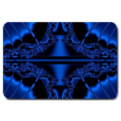 Art Fractal Artwork Creative Blue Black Large Doormat  by Pakrebo