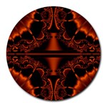 Art Fractal Artwork Creative Black Brown Round Mousepads Front