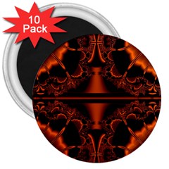 Art Fractal Artwork Creative Black Brown 3  Magnets (10 Pack) 