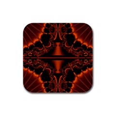 Art Fractal Artwork Creative Black Brown Rubber Square Coaster (4 Pack)  by Pakrebo