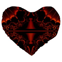 Art Fractal Artwork Creative Black Brown Large 19  Premium Flano Heart Shape Cushions