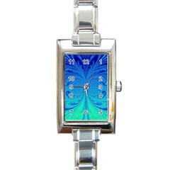 Digital Arts Fractals Futuristic Blue Magenta Rectangle Italian Charm Watch