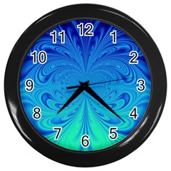 Digital Arts Fractals Futuristic Blue Magenta Wall Clock (black)