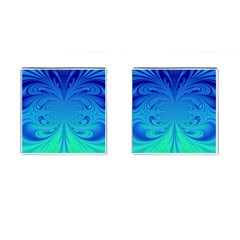 Digital Arts Fractals Futuristic Blue Magenta Cufflinks (square) by Pakrebo