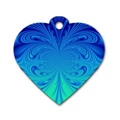 Digital Arts Fractals Futuristic Blue Magenta Dog Tag Heart (one Side) by Pakrebo