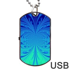 Digital Arts Fractals Futuristic Blue Magenta Dog Tag Usb Flash (one Side) by Pakrebo