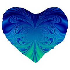 Digital Arts Fractals Futuristic Blue Magenta Large 19  Premium Heart Shape Cushions by Pakrebo