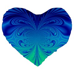 Digital Arts Fractals Futuristic Blue Magenta Large 19  Premium Flano Heart Shape Cushions