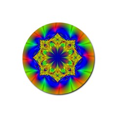 Digital Art Fractal Artwork Flower Rubber Coaster (round)  by Pakrebo