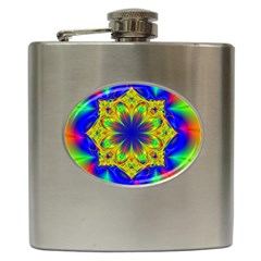 Digital Art Fractal Artwork Flower Hip Flask (6 Oz) by Pakrebo