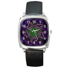 Digital Art Artwork Fractal Pattern Square Metal Watch