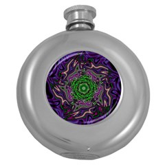 Digital Art Artwork Fractal Pattern Round Hip Flask (5 oz)