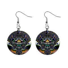 Fractal Art Artwork Design Mini Button Earrings by Pakrebo