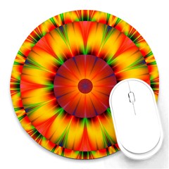 Abstract Digital Art Artwork Yellow Round Mousepads by Pakrebo