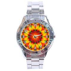 Abstract Digital Art Artwork Yellow Stainless Steel Analogue Watch by Pakrebo