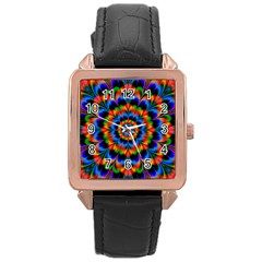 Abstract Digital Art Artwork Rose Gold Leather Watch  by Pakrebo