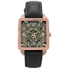 Fractal Art Artwork Design Rose Gold Leather Watch  by Pakrebo