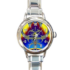 Abstract Art Design Digital Art Round Italian Charm Watch