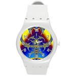 Abstract Art Design Digital Art Round Plastic Sport Watch (M) Front