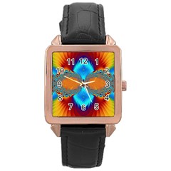 Artwork Digital Art Fractal Colors Rose Gold Leather Watch  by Pakrebo