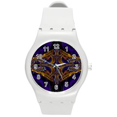 Abstract Art Artwork Fractal Round Plastic Sport Watch (M)