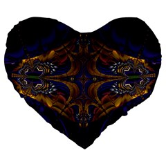 Abstract Art Artwork Fractal Large 19  Premium Flano Heart Shape Cushions