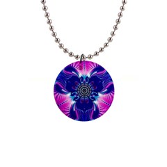 Artwork Art Fractal Flower Design 1  Button Necklace by Pakrebo